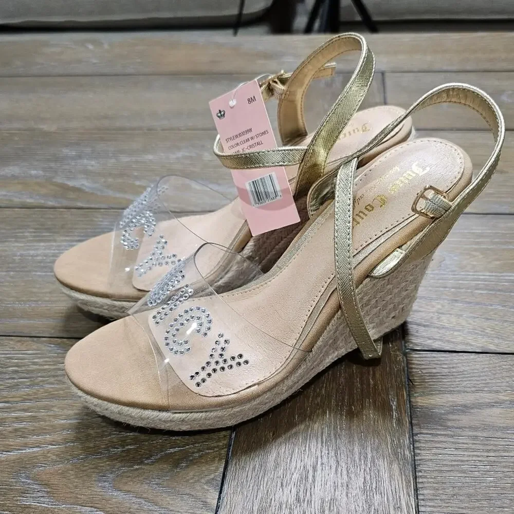 Juicy Couture Cristall Espadrille Wedge Sandals, Women's Size 8, NWT